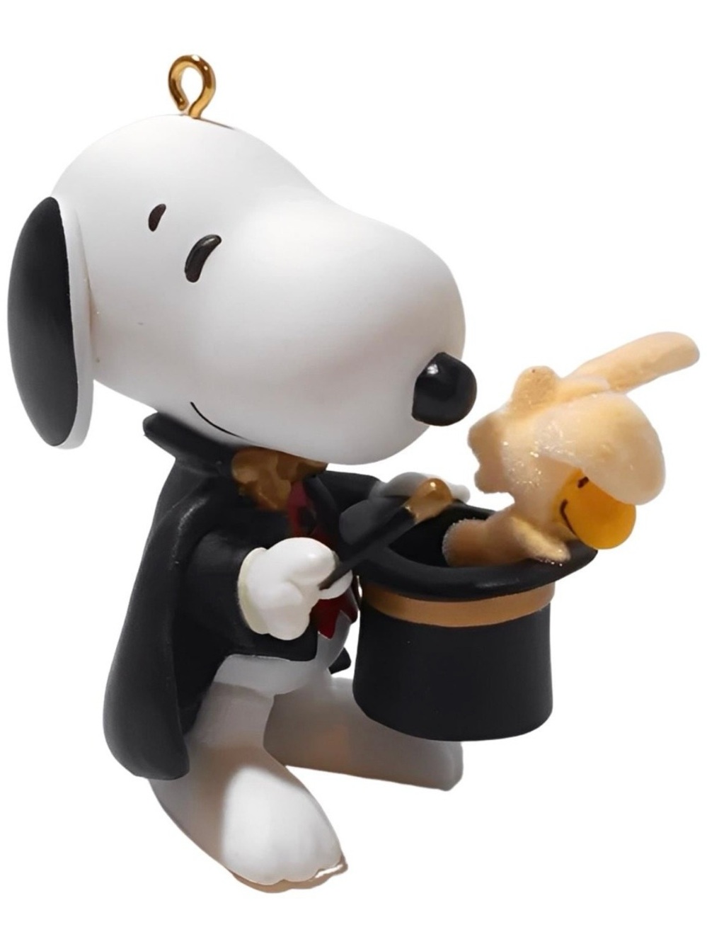 2005 Hallmark Snoopy Magician Ornament – White, Black & Gold Spotlight on Snoopy